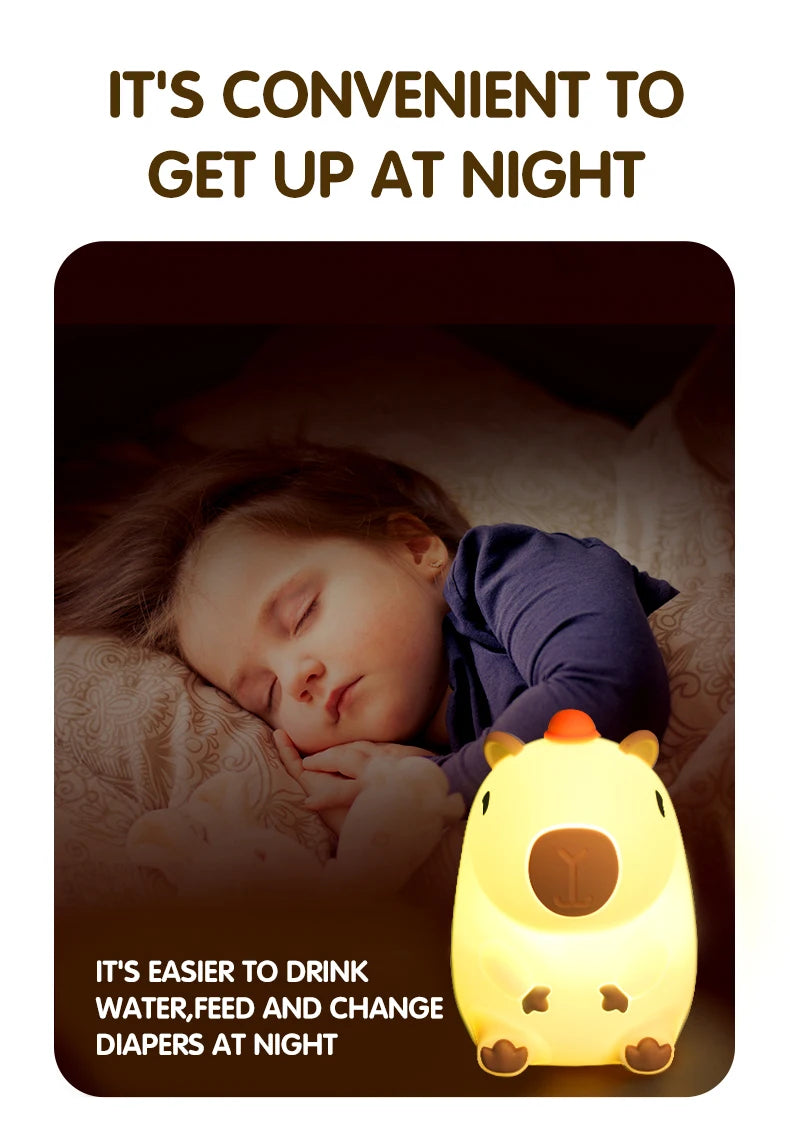 Cute Silicone Capybara Night Light Children&