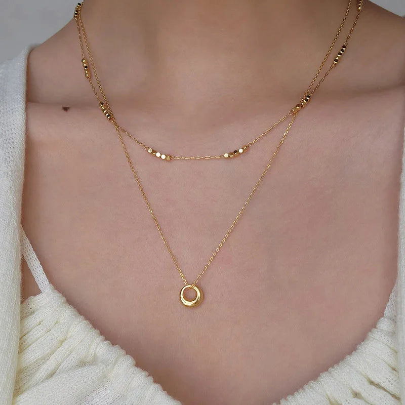 Minimalist Cute Tiny Heart Stars Stacked Choker Necklace Stainless Steel Gold Plated Chain Ladies Women Fashion Delicate Gift
