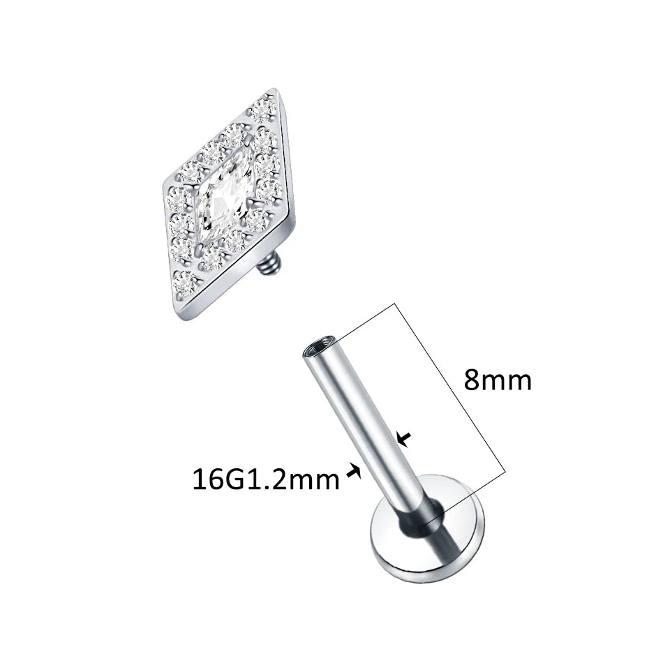 1PC Titanium Zircon Stud Earring Women Exquisite Ear Stud Cartilage Tragus Daith Helix Labret Piercing Body Jewelry