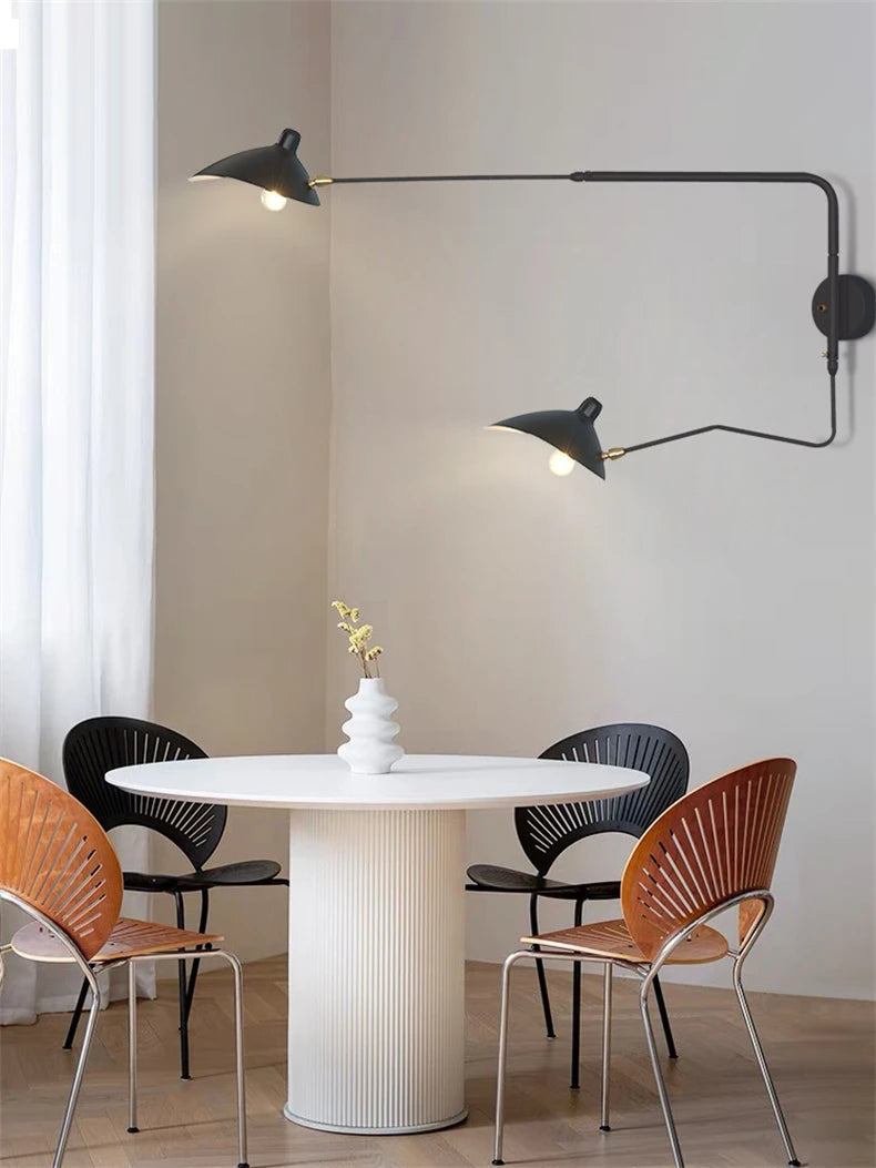 French Design Wall Sconce Lamp Long Arm Led Light with Angle Adjustable for Living Room Bedroom