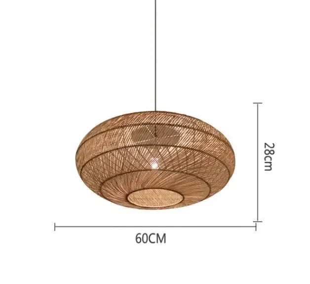 Rattan Pendant Lights Retro Hand-woven Hanging Basket chinese lantern for Dining Room Lights Bedroom Loft kitchen island lights