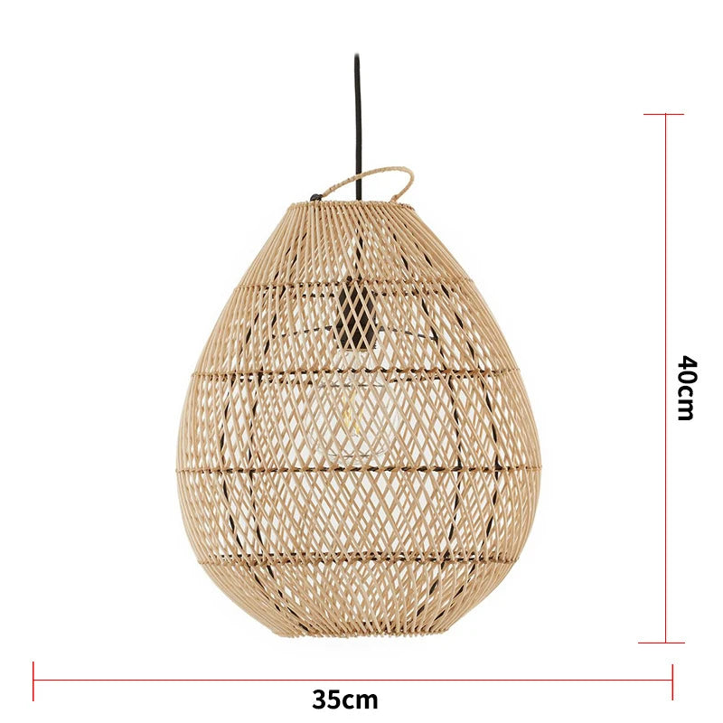 Rattan Pendant Lights Retro Hand-woven Hanging Basket chinese lantern for Dining Room Lights Bedroom Loft kitchen island lights
