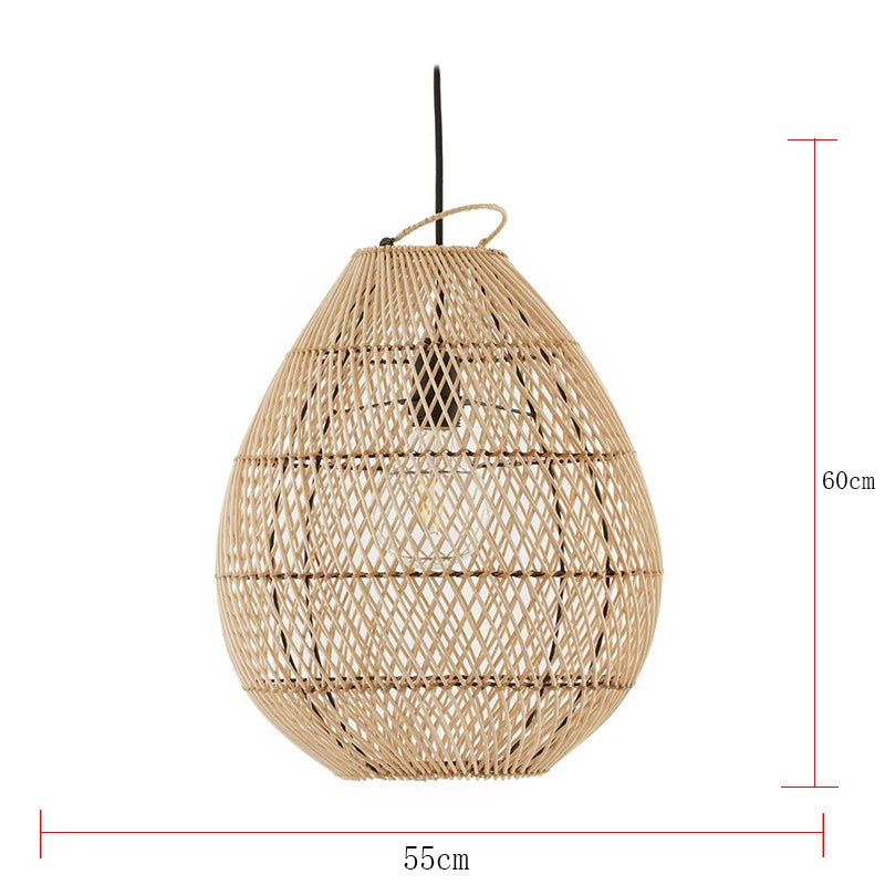 Rattan Pendant Lights Retro Hand-woven Hanging Basket chinese lantern for Dining Room Lights Bedroom Loft kitchen island lights