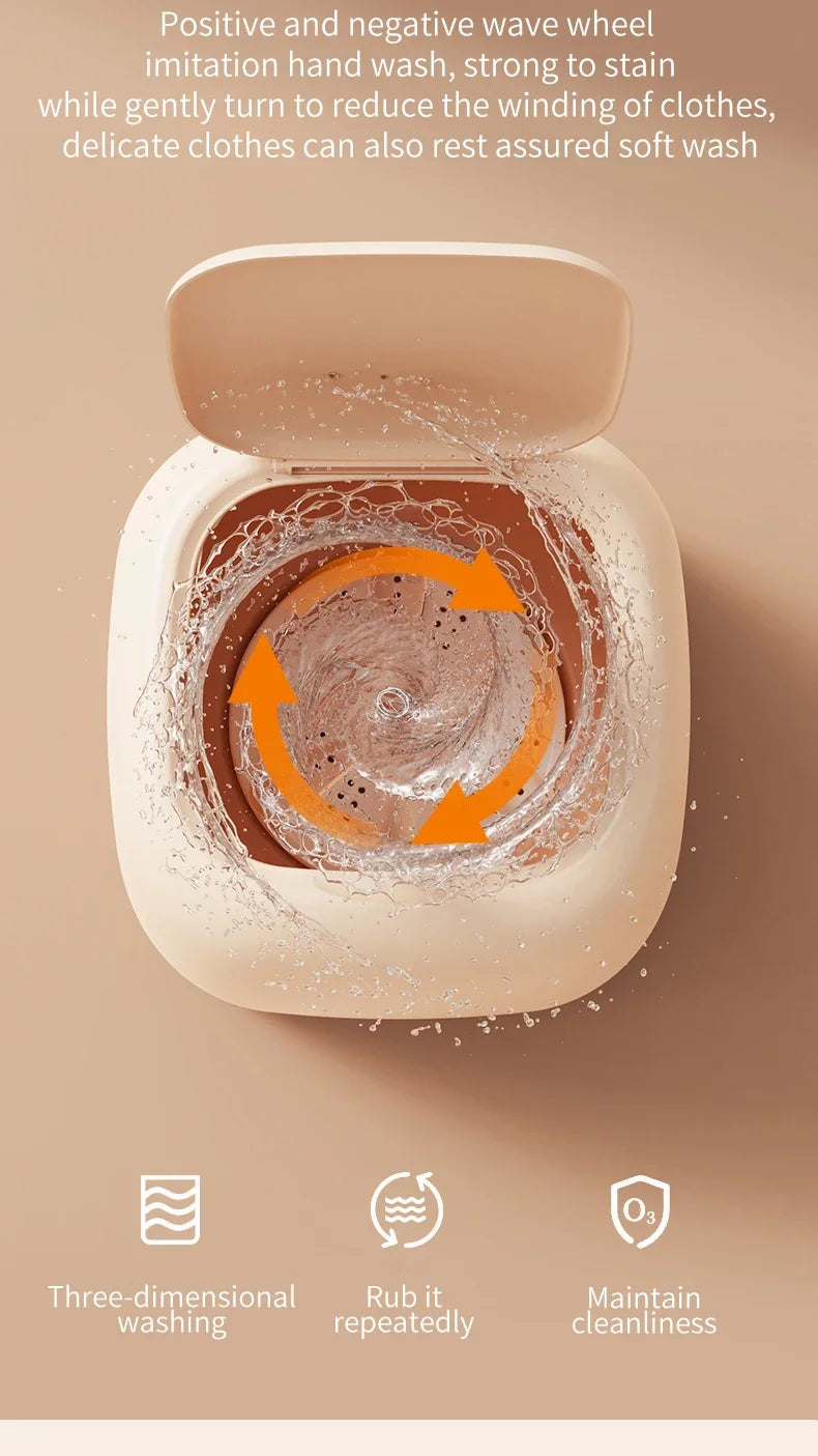 9L Portable Washing Machine Large Capacity Clothes Spin Dryer Bucket Travel Underwear Socks Ultrasonic Mini Washer