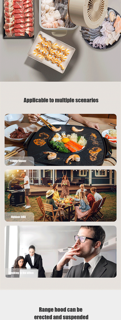 Desktop Range Hood Extractor Exhaust Portable USB Charging Mini Range Hood Adjustable Angle for BBQ Hot Pot Kitchen Appliance