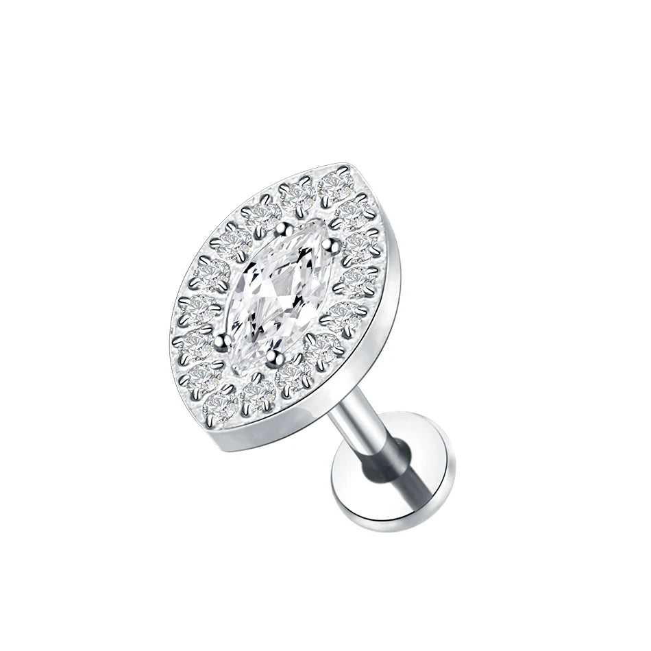 1PC Titanium Zircon Stud Earring Women Exquisite Ear Stud Cartilage Tragus Daith Helix Labret Piercing Body Jewelry