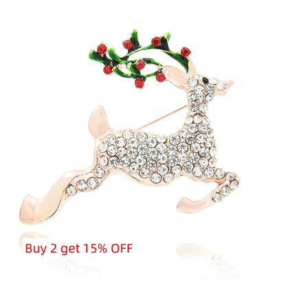 2025 Christmas Gifts Luxury Crystal Brooch Of Santa Series Design Oil Dripping Alloy Badge Accessories