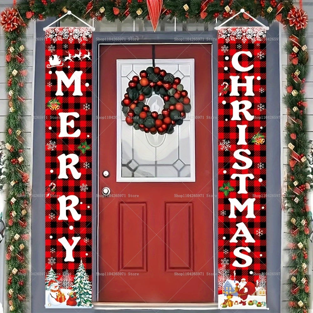 Christmas Door Decoration 2025 Merry Christmas Banner Decor for Home Hanging Xmas Ornament Navidad Happy New Year Gift 2026