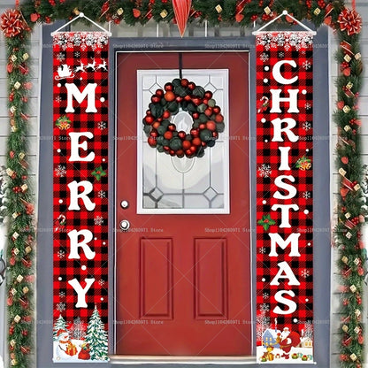Christmas Door Decoration 2025 Merry Christmas Banner Decor for Home Hanging Xmas Ornament Navidad Happy New Year Gift 2026