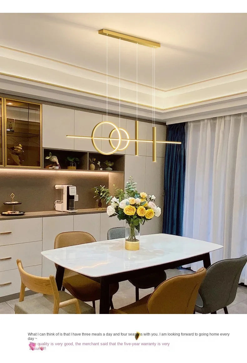 LED Modern Ceiling Chandeliers For Dining Room Table Pendant Lighting Lustre Lamps For Living Bar Minimalist Strip Lighting