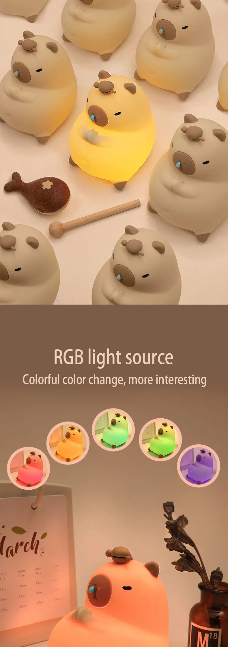 Cute Silicone Capybara Night Light Children&