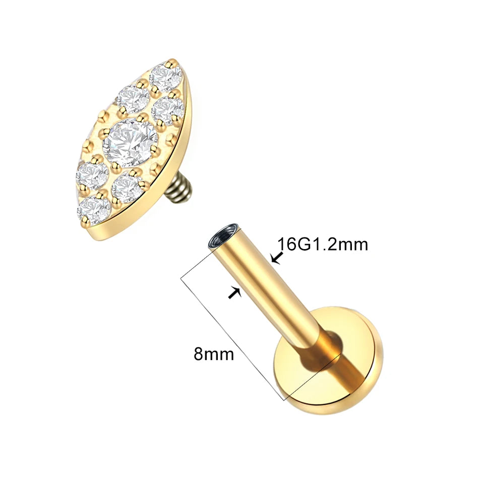 1PC Titanium Zircon Stud Earring Women Exquisite Ear Stud Cartilage Tragus Daith Helix Labret Piercing Body Jewelry