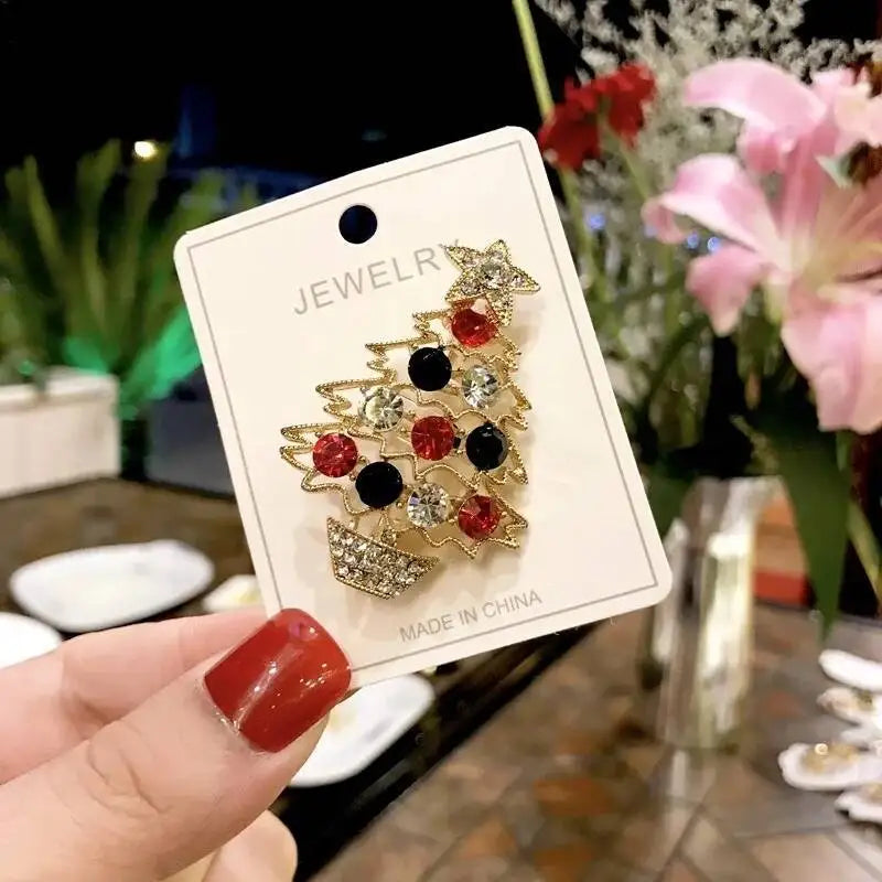 2025 Christmas Gifts Luxury Crystal Brooch Of Santa Series Design Oil Dripping Alloy Badge Accessories