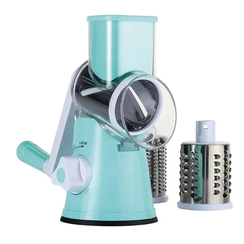 Vegetable Cutter &amp; Slicer Manual Kitchen Cheese Chopper Machine With 3 Sharp Drums Multifunctional Garlic Potato Shredder