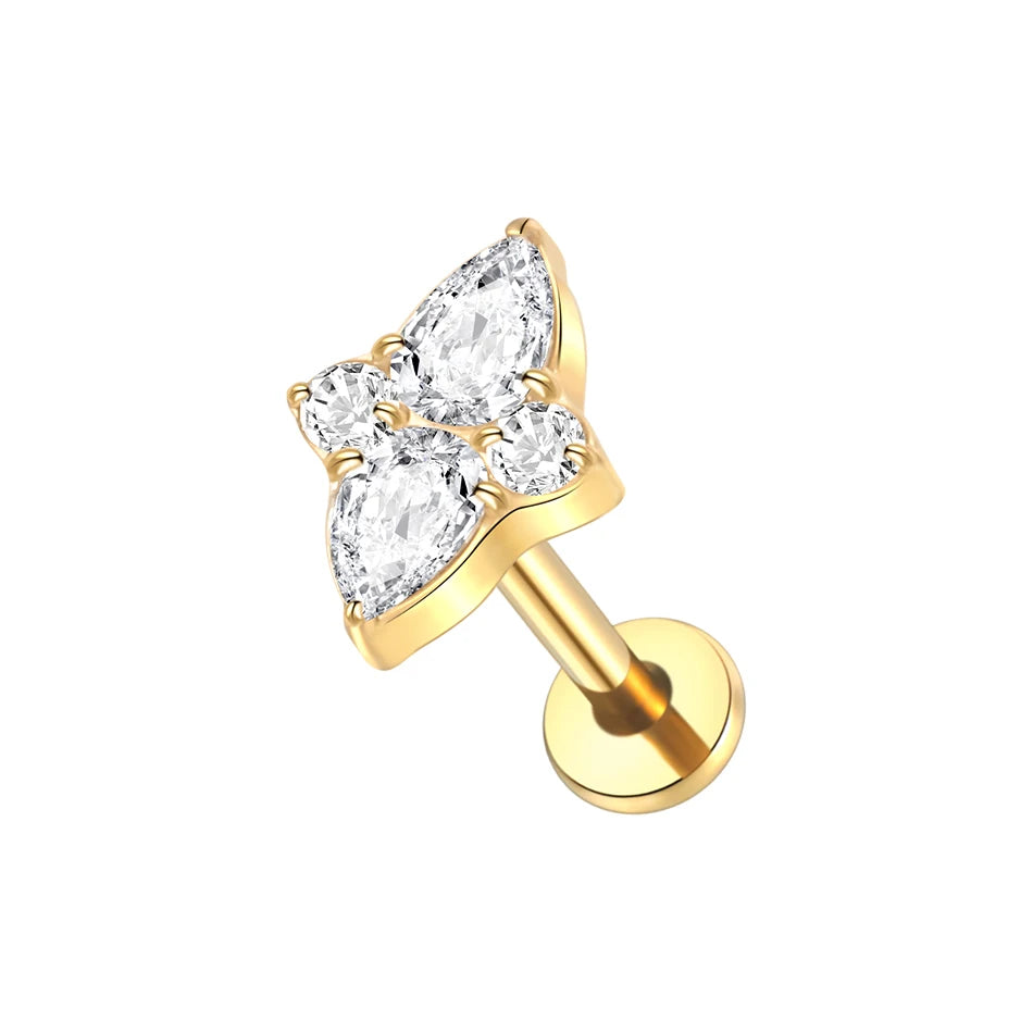 1PC Titanium Zircon Stud Earring Women Exquisite Ear Stud Cartilage Tragus Daith Helix Labret Piercing Body Jewelry