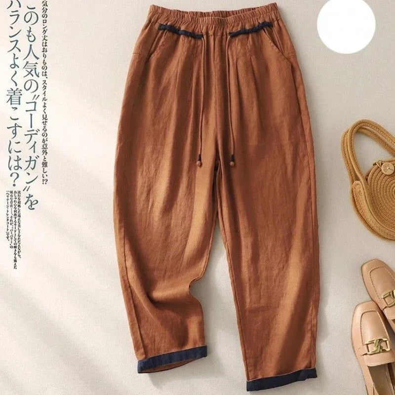 Loose Harem Pants Casual Versatile Fashion Cotton Linen Women&