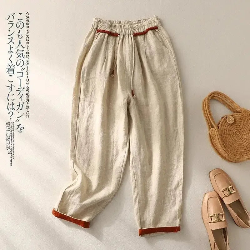 Loose Harem Pants Casual Versatile Fashion Cotton Linen Women&