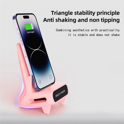 15W Fast Wireless Charger Stand Pad Desktop For PHONE Holder Bracket Charging Station Dock Mount For Mobile White-AB01