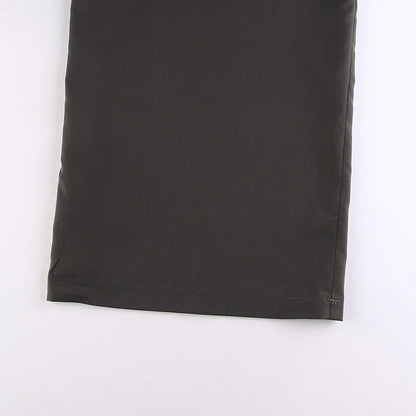 Shirring Casual Wide Leg Pants Women High Waist Street Basic Loose Sweat Trousers Korean Retro Gray Office Y2K Lady Pants