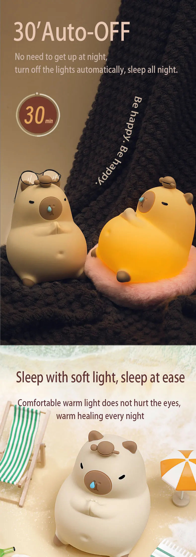 Cute Silicone Capybara Night Light Children&