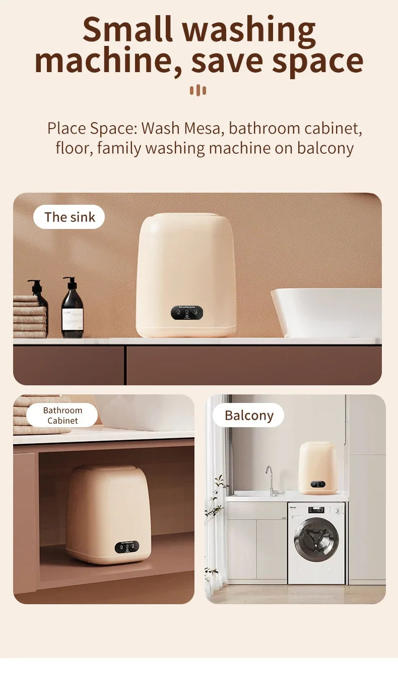 9L Portable Washing Machine Large Capacity Clothes Spin Dryer Bucket Travel Underwear Socks Ultrasonic Mini Washer