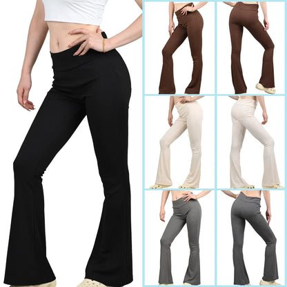 New Women Flared Pants Office Lady Casual Slim Fit Bell Bottoms Trousers Female Skinny Wide Leg Pant Fashion Leggings Plus Size