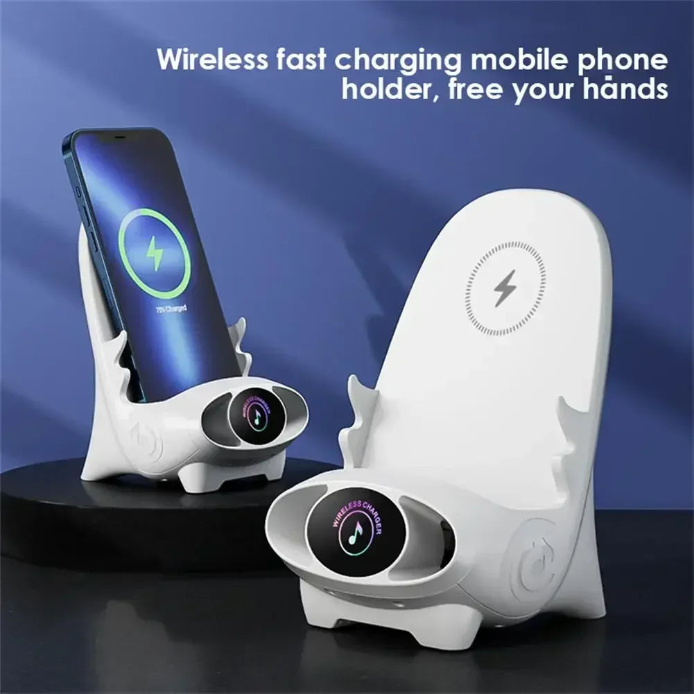 Desktop Vertical Holder Magnetic Wireless Charger Mobile Phone Stand Unique Mini Chair Shape Tablet Phone Fast Charging Station
