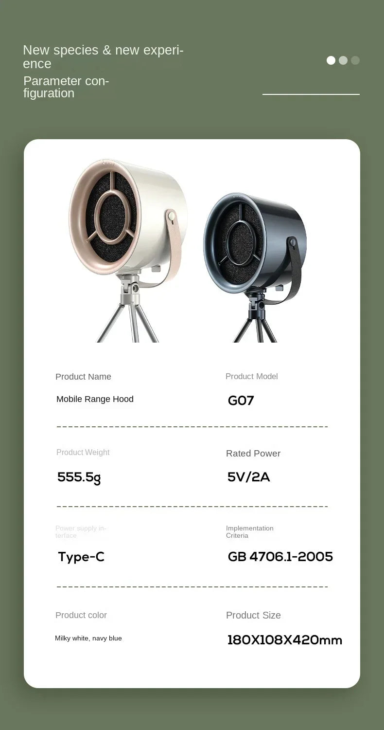 2024 New Portable Exhaust Fan Small Kitchen Hood Extractor Barbecue USB Supply Desktop Range Hoods Mini Suction Cooker Hood