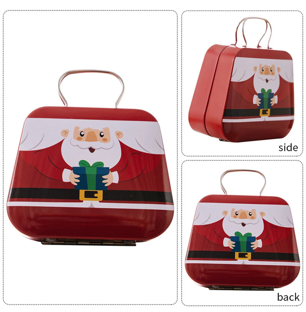 Christmas Decoration 2024  Metal Box Handbag Shape Tin Jar Jewelry Storage Case Kids Gift Can Storage Boxes Xms Party Decors