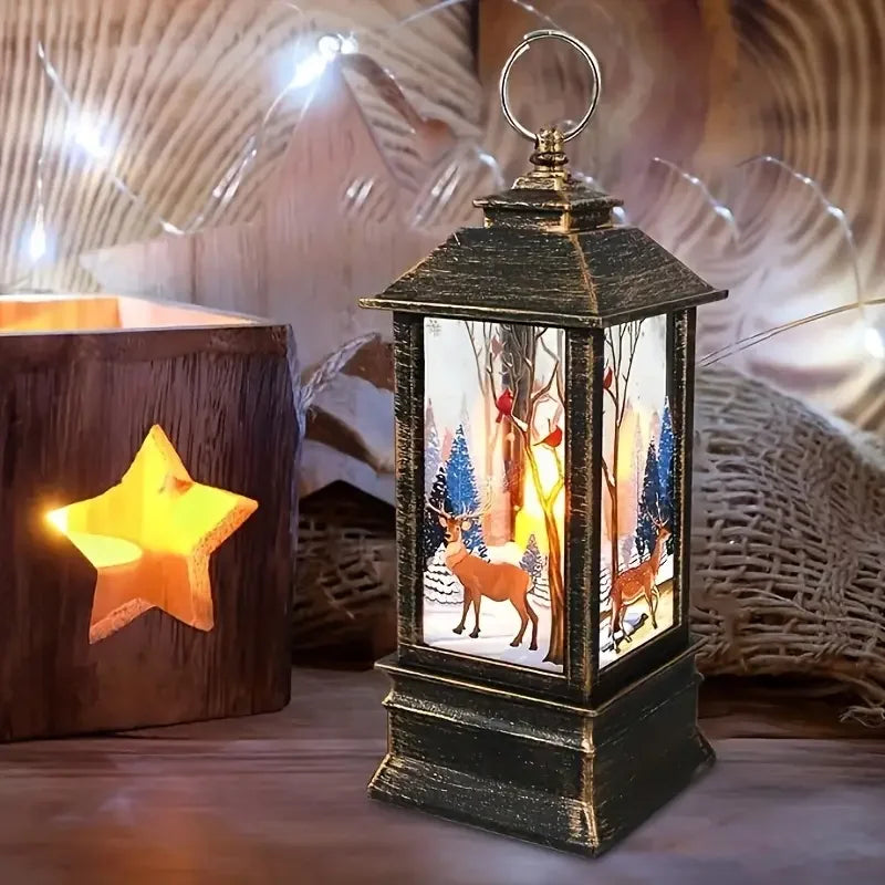 Christmas Santa Lantern Snowman Elk Night Light Holiday Party Wind Lamp Desktop Ornament Merry Xmas Home Decoration Supplies