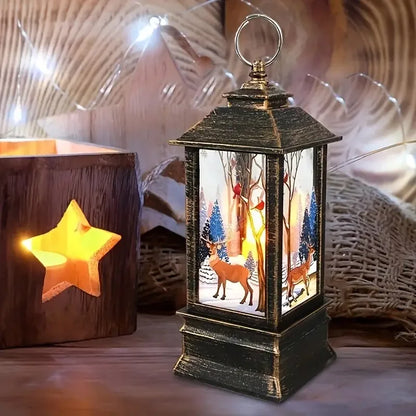 Christmas Santa Lantern Snowman Elk Night Light Holiday Party Wind Lamp Desktop Ornament Merry Xmas Home Decoration Supplies