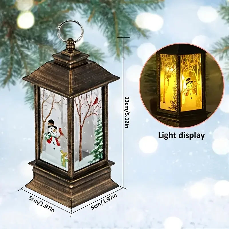 Christmas Santa Lantern Snowman Elk Night Light Holiday Party Wind Lamp Desktop Ornament Merry Xmas Home Decoration Supplies
