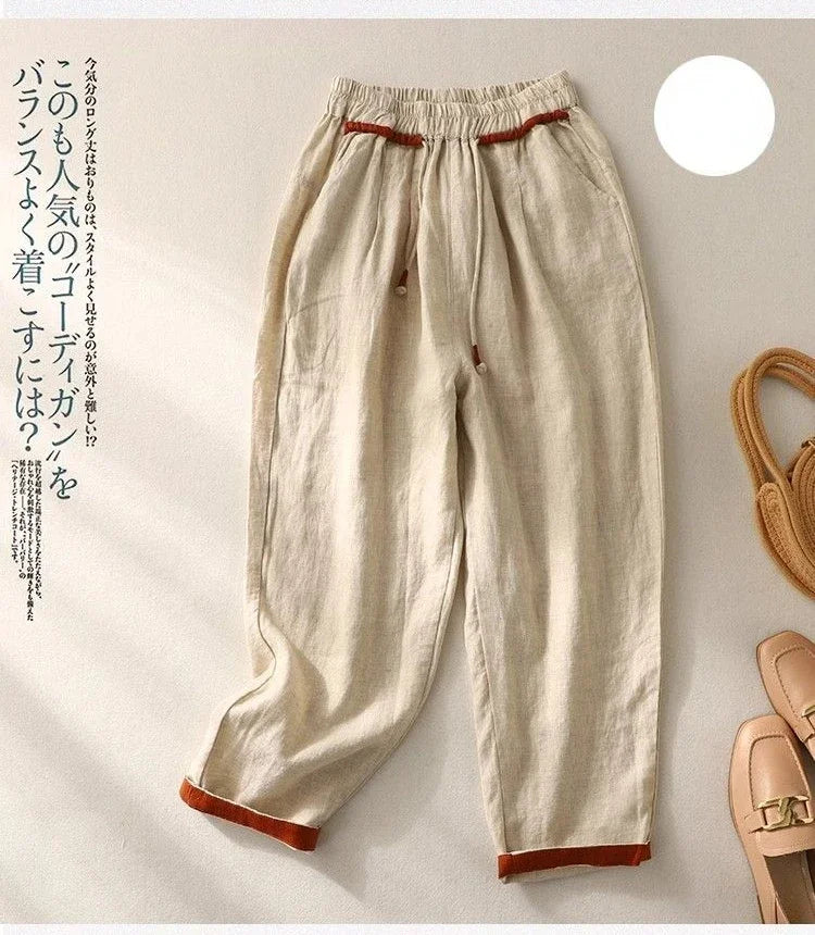 Loose Harem Pants Casual Versatile Fashion Cotton Linen Women&