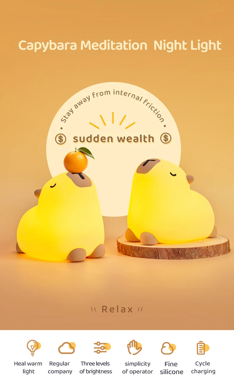 Cute Silicone Capybara Night Light Children&