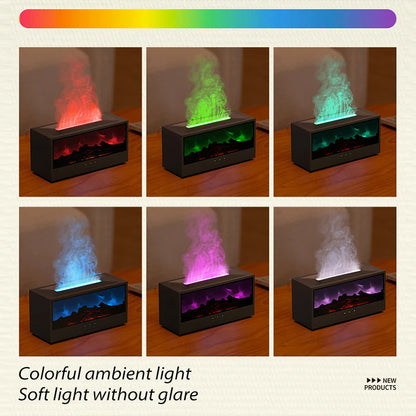 Fireplace Air Humidifier Waterless Auto-Off Aroma Essential Oil Diffuser with LED Light &amp; Remote Control for Home Creative Gift