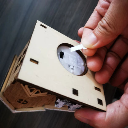 Christmas Home Decoration LED Luminous Wooden House Small House Xmas Tree Desktop Decoration Happy New Year Give Gifts Friends