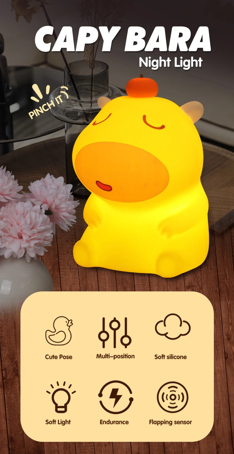 Cute Silicone Capybara Night Light Children&