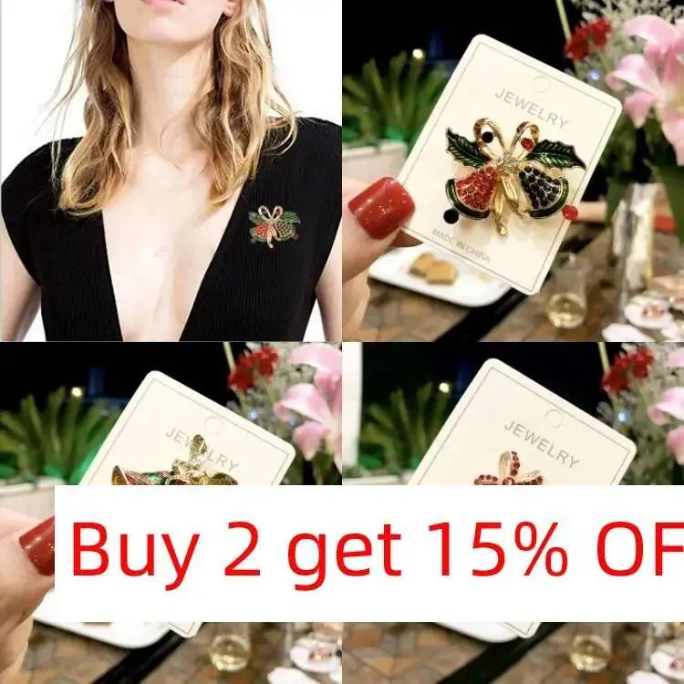 2025 Christmas Gifts Luxury Crystal Brooch Of Santa Series Design Oil Dripping Alloy Badge Accessories