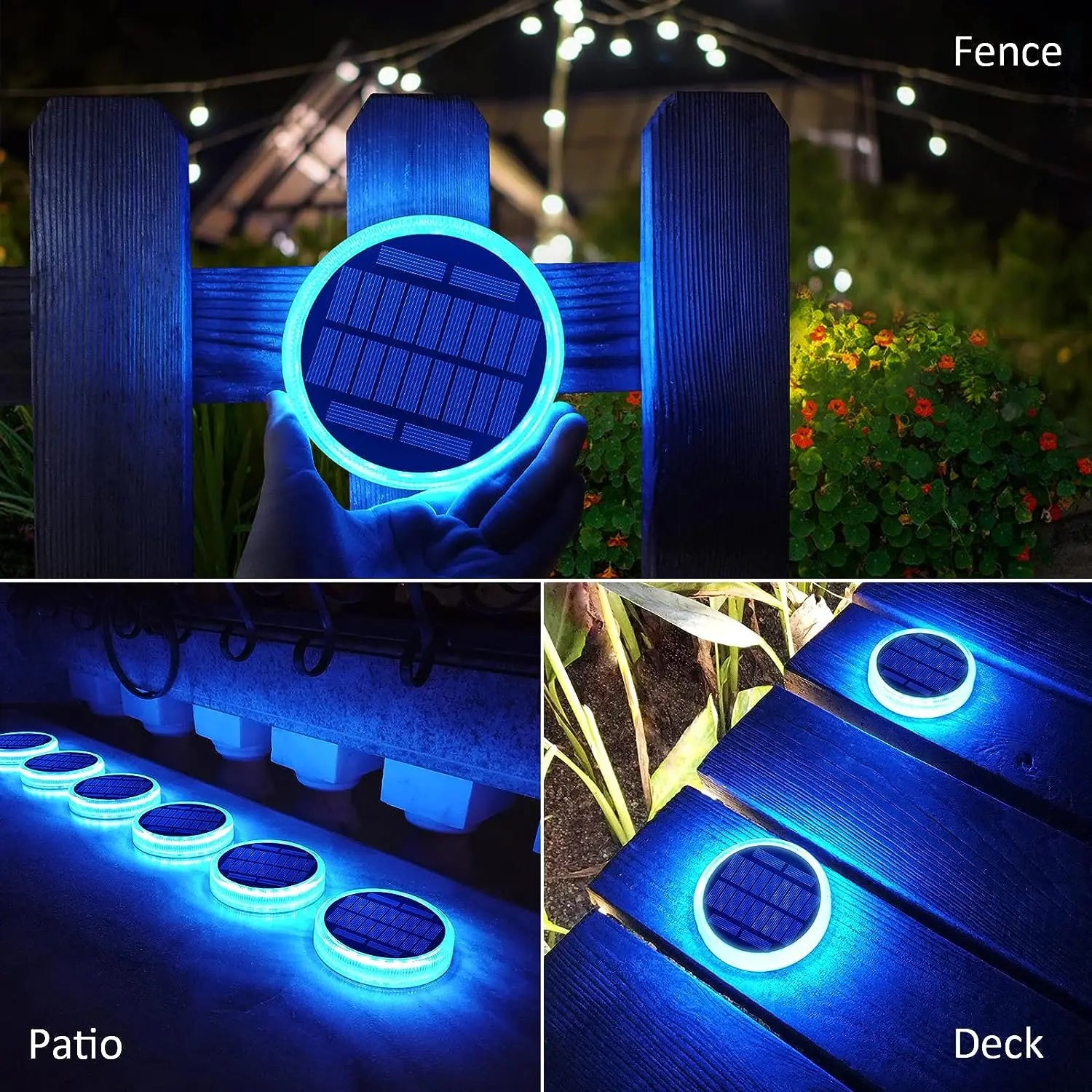 4 Pack Solar Ground Step Lights Waterproof IP68  Auto On/OFF Led Solar Light for Railing Stairs Yard Patio Pathway Driveway Lamp