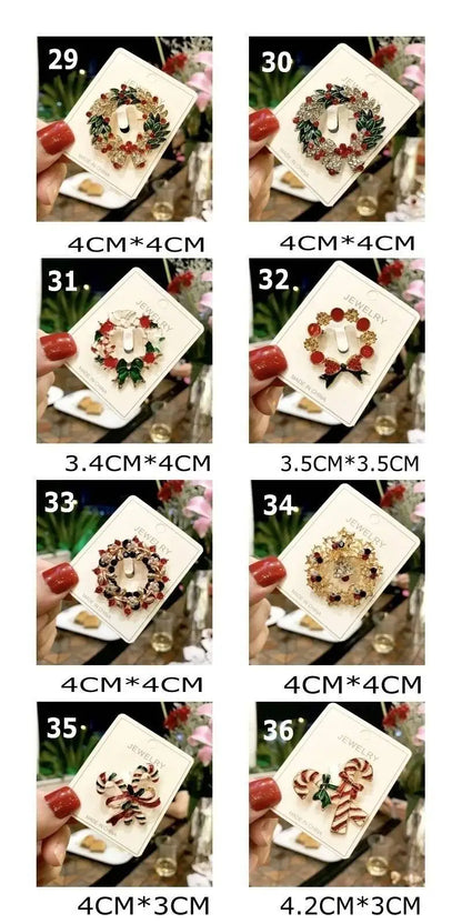 2025 Christmas Gifts Luxury Crystal Brooch Of Santa Series Design Oil Dripping Alloy Badge Accessories