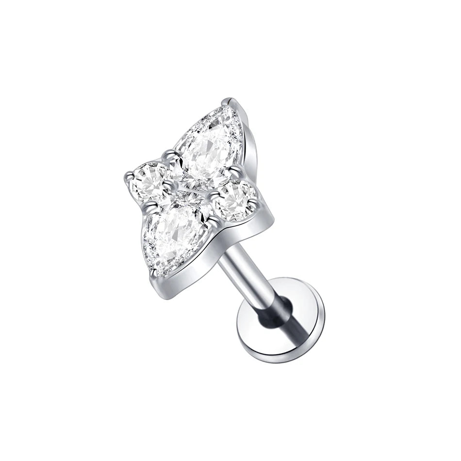 1PC Titanium Zircon Stud Earring Women Exquisite Ear Stud Cartilage Tragus Daith Helix Labret Piercing Body Jewelry