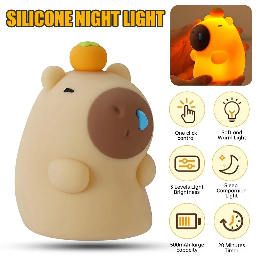 Cute Silicone Capybara Night Light Children&