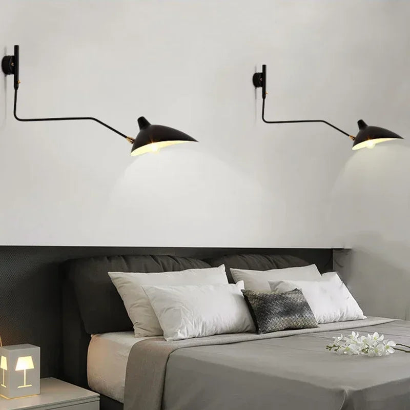 French Design Wall Sconce Lamp Long Arm Led Light with Angle Adjustable for Living Room Bedroom