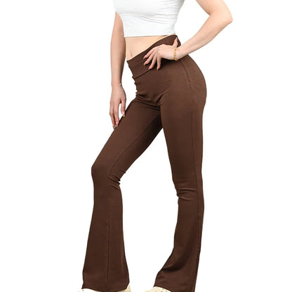 New Women Flared Pants Office Lady Casual Slim Fit Bell Bottoms Trousers Female Skinny Wide Leg Pant Fashion Leggings Plus Size