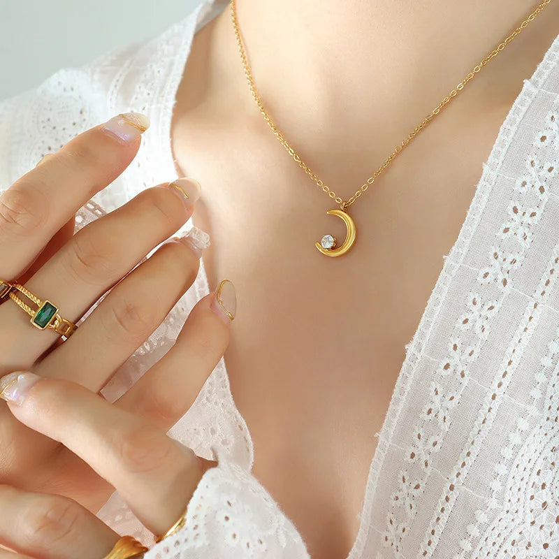 Minimalist Cute Tiny Heart Stars Stacked Choker Necklace Stainless Steel Gold Plated Chain Ladies Women Fashion Delicate Gift