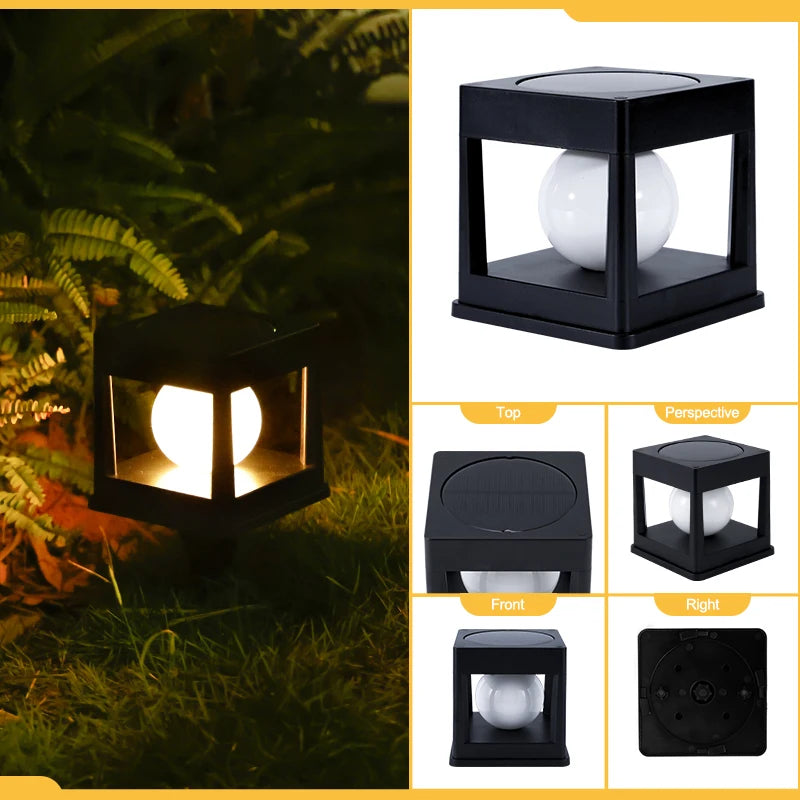 2LED Outdoor Solar Lawn Light, Waterproof Column Head Lights, Capital Lamp, for Courtyards, Lawns, Walkways, Garden, Camping Dec