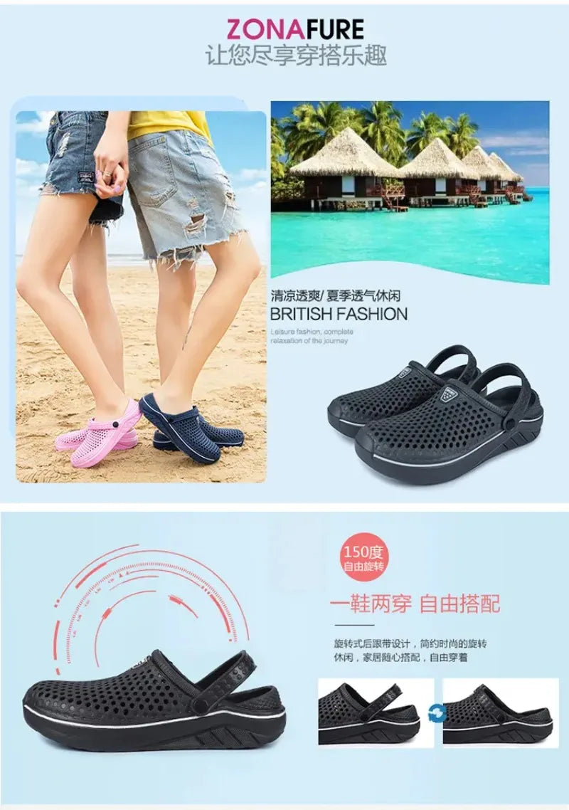 Couple’s EVA Clog Slippers Men Flat Sandals Man Women Summer Slippers Garden Shoes Outdoor Beach Clogs Home Slide Slip-on Shoes