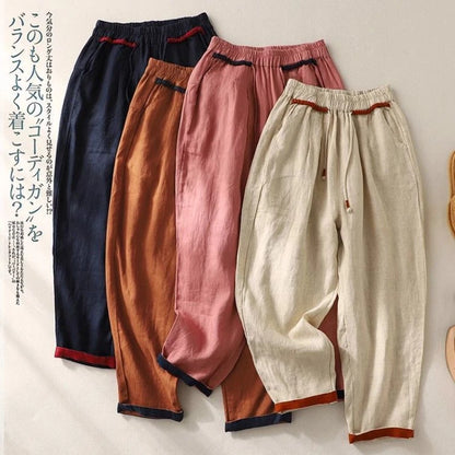 Loose Harem Pants Casual Versatile Fashion Cotton Linen Women&