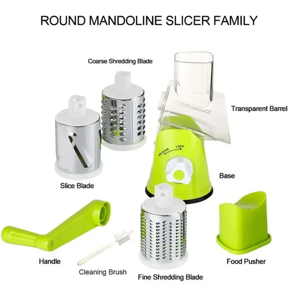 Vegetable Cutter &amp; Slicer Manual Kitchen Cheese Chopper Machine With 3 Sharp Drums Multifunctional Garlic Potato Shredder