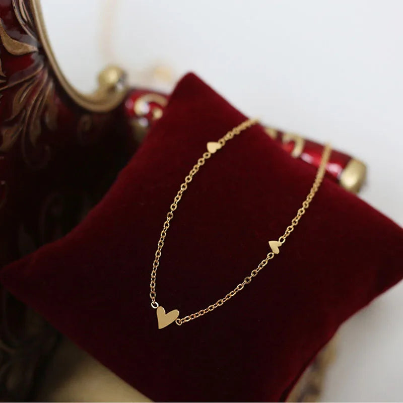 Minimalist Cute Tiny Heart Stars Stacked Choker Necklace Stainless Steel Gold Plated Chain Ladies Women Fashion Delicate Gift